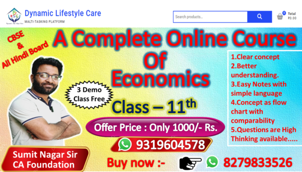 A Complete Online Course of Economics for Class 11th ( CBSE & All Hindi Board )